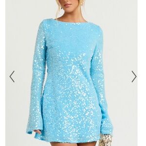 Light Blue Sequin Mini Dress
